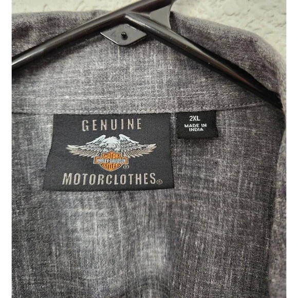 Harley Davidson Men's Casual Button Down Gray size 2XL made in India Used - Picture 4 of 6